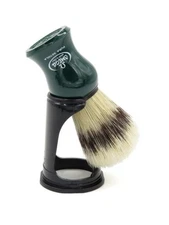 OMEGA PURE BOAR BRISTLE SHAVING BRUSH WITH STAND, GREEN, #80265-Made in Itay