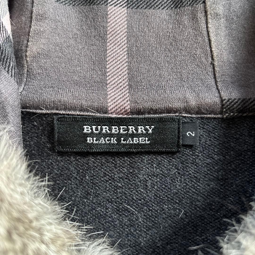 Burberry Black Label Zip Hoodie Parka Logo Check Dark Brown woman