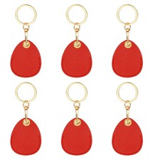 6pcs Leather Keychain,45mm Sublimation Keychain Blanks,Water Drop,Red