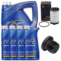 MotoröL Filter Set Mannol 10W-40 API SN 9 Liter + Schraube FüR Audi A5 A6 4.2 S5