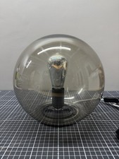 Vintage IKEA Fado 24cm Glass Dome Table Lamp Smoke Grey with Starburst Bulb VGC