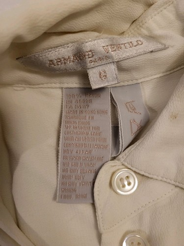 Top donna vintage anni 90 Armand Ventilo taglia 6 bianco avorio bottoni completi 100% rayon L/S - Foto 4 di 7