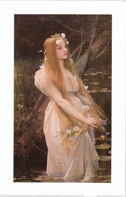 Ophelia by Jules Joseph LeFebvre Woman Standing in Pond 18x28 in