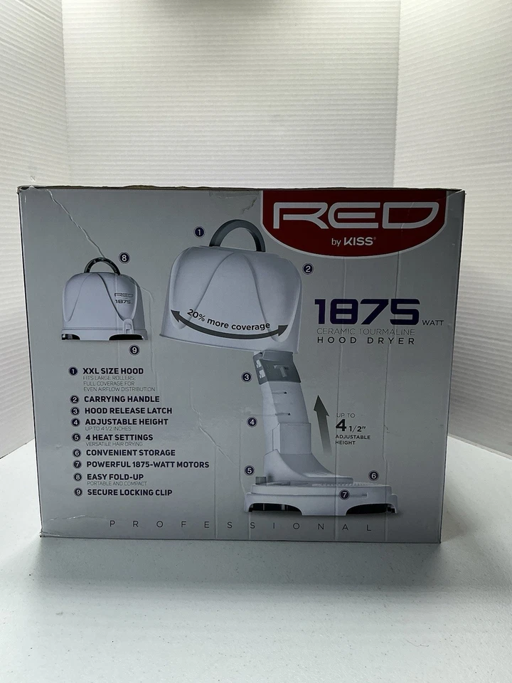 Red by Kiss 专业 1875 瓦陶瓷碧玺罩吹风机工作正常! — 第 3/4 张图片