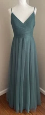 Jenny Yoo Dress Brielle 10 Tulle Maxi Formal Bridesmaid Wedding Teal Green Event
