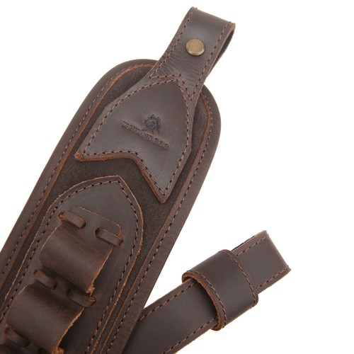 Leather Cowhide Rifle Sling Gun Carry Strap 12GA .308 .22 .357 Ammo Slot Adjust - Picture 59 of 67
