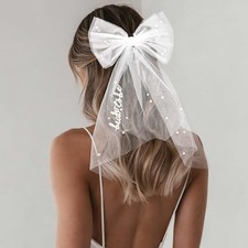 Bride to Be Veil Bachelorette Party Accessories Bridal Shower White Bow