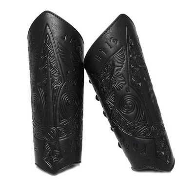 Medieval Leather Bracers for Men Embossed Sword Viking Leather Bracers Leathe...