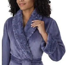 Carole Hochman Women's Silky Soft Shawl Collar Wrap Style Plush Robe - BNWT