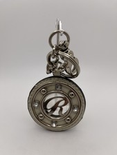 Sparkle Handbag Accessory Keychain Letter R with Cream Faux Leather
