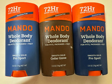 Lot of 3 Mando Whole Body Deodorant - Pro Sport Cedar Grove - 2.6 oz ea