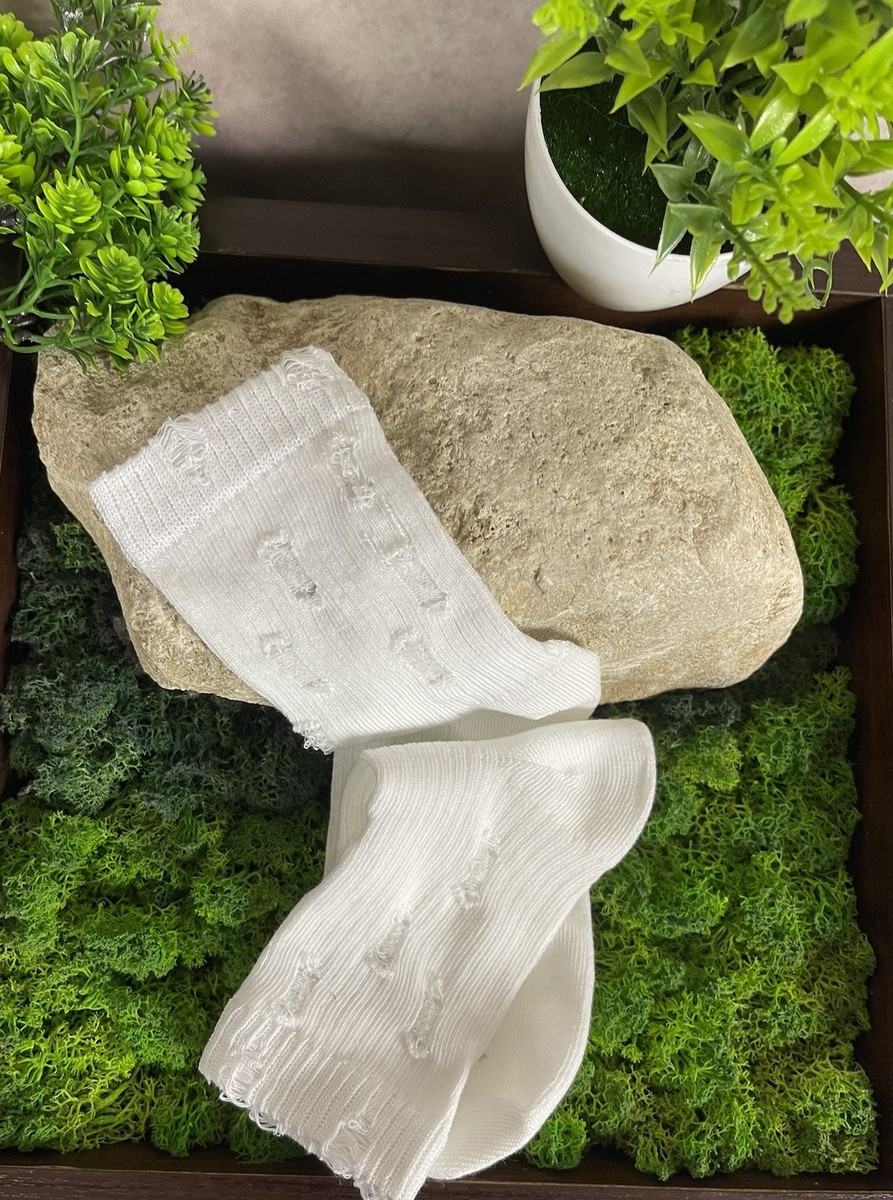 New Chrome Hearts Style Socks White Iron Cross Size Medium Women's