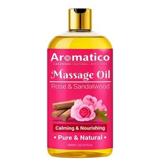 Rose & Sandalwood Massage Oil 300ml, Elegant & Feminine Sensual Oil for Romantic