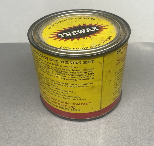 Vintage Trewax Floor Brazilian Carnauba World Hardest Wax Can - Picture 6 of 13