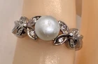 Vtg 925 Sterling Silver w/Freshwater Pearl Butterfly Design Avon Size 7 Ring