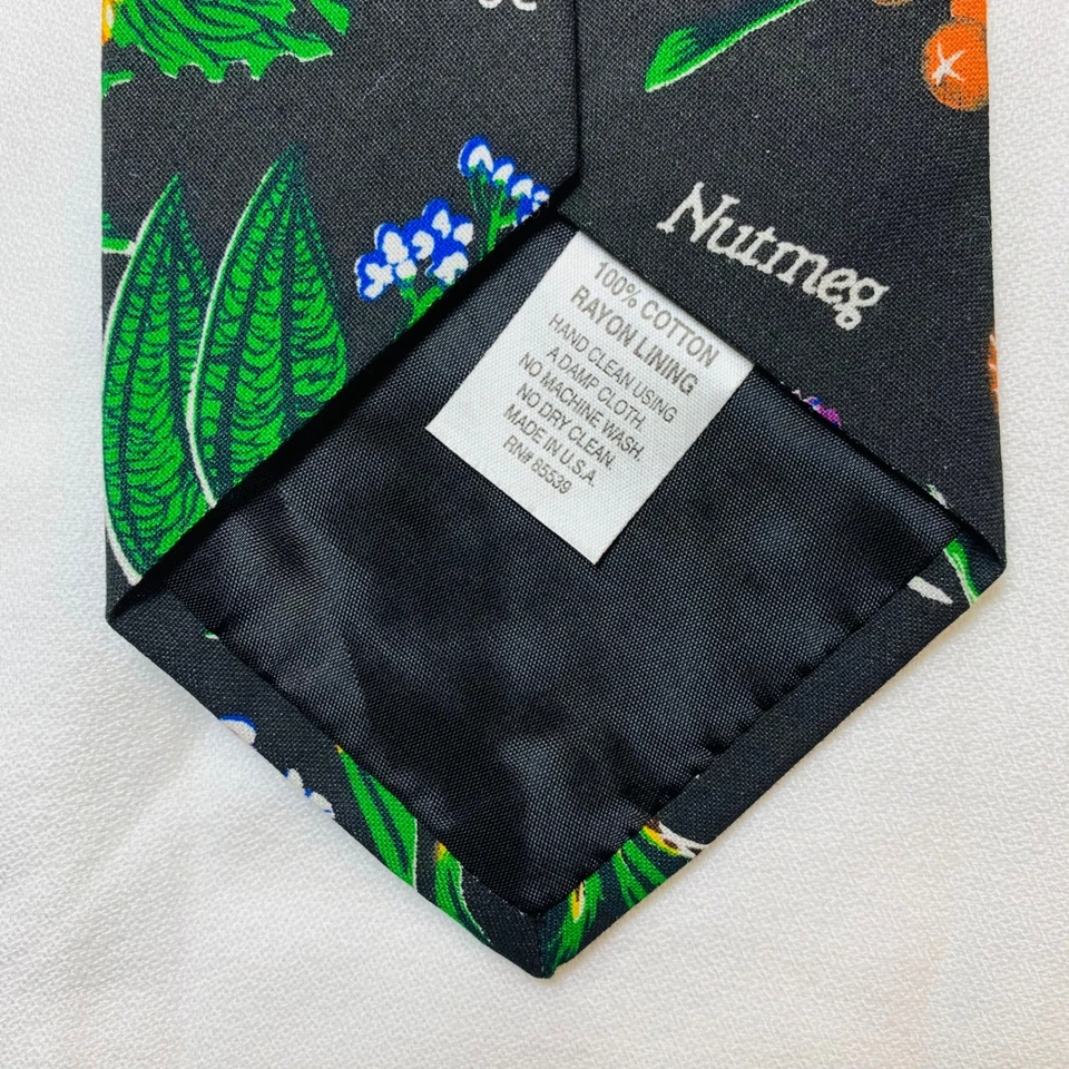 Corbata Hierbas Especias Algodón Negro Novedad Corbata Jardinero Regalo Impresiones Frescas Foto 4 de 4