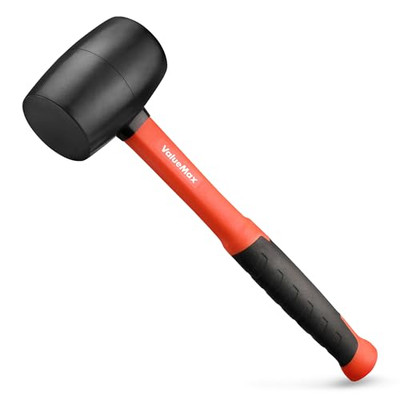  16oz Rubber Mallet Hammer, Fiberglass Handle, Double-Faced Soft Mallet, Soft 