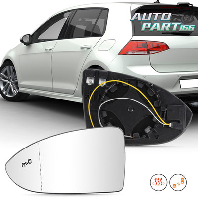 For VW Golf 7 Golf 7.5 GTI 2013-2020 Left Blind Spot Heated Mirror Glass W/Plate