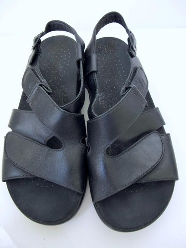 SAS Huggy Kreuzriemen-Sandalen 7M Komfort schwarz Leder Klettverschluss - Bild 10 von 14