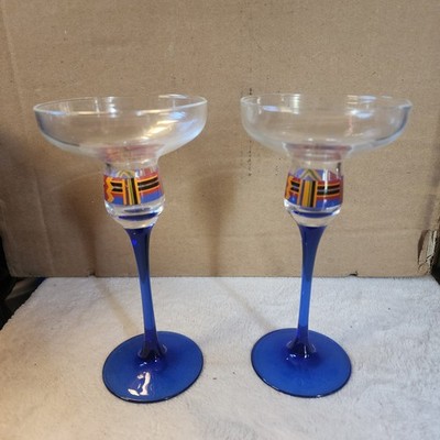 NOS VTG 1993 Avon Majestic Kente Inspired Candlestick Holder-Luminarc France(2)