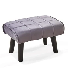  Small Foot Stool Ottoman Modern Accent Step Stool Seat 11"D x 16"W x 10"H Grey