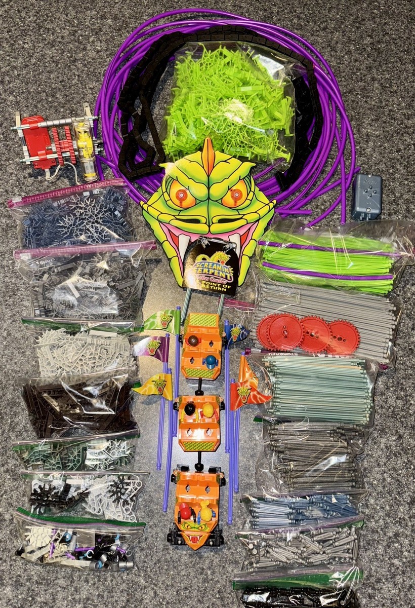 K'NEX Screamin Serpent: Large Lot of Coaster Parts Cars Track Tube