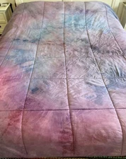 Tie-Dyed Full/Queen Comforter - Upcycled WynRest Microfiber Duvet Insert OOAK