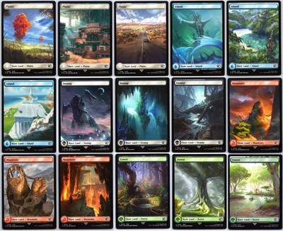 Magic Final Fantasy Basic Lands Complete Set of 15 - Full Art Land - MTG - NM