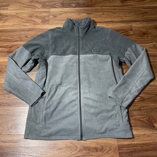 Columbia Fleece Sweater Gray Zip Up Long Sleeve Mock Neck Polyester Mens Size XL