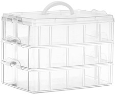 3-Tier Stackable Craft Organizers and Storage Box Plastic with 30 Compartment...