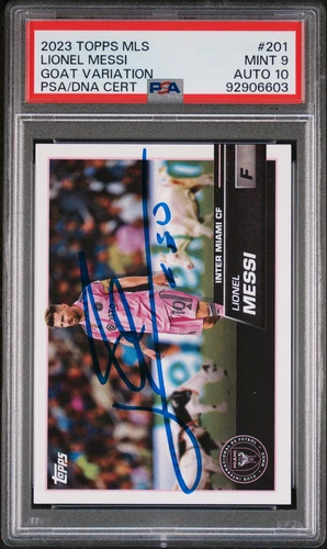 2023 TOPPS MLS GOAT VAR #201 LIONEL MESSI PSA 9 AUTO 10