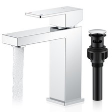 KENES Chrome Bathroom Faucet Single Handle Pop Up Drain