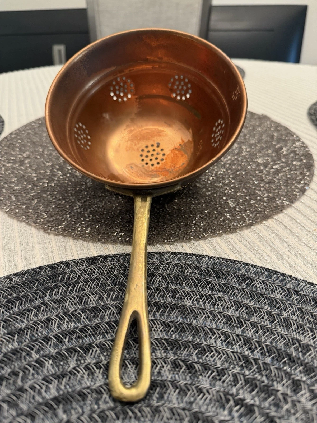 Vintage Mini Brass Colander Strainer With Brass Handle
Opens in a new window or tab