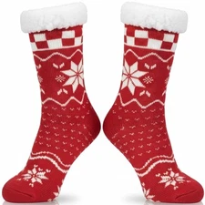 Kiddokids Slipper Socks for Women with Grippers, Fuzzy Christmas Socks Fluffy...