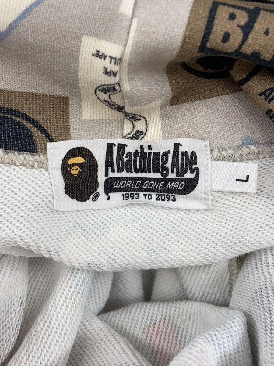 A BATHING APE (BAPE) Felpa con cappuccio BAPE A Bathing Ape L grigia modello all over cotone #ED AZA