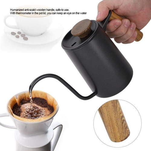 600Ml Fashion Stainless Steel Handle Drip Coffee Pot Long Gooseneck Spout Kettle - Picture 6 of 9