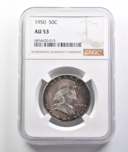 1950 Franklin Half Dollar AU53 NGC Beautiful Tone *5561