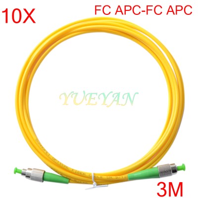 10PCS FC APC 3M Simplex Mode Fiber Optic Patch Cord Cable FC APC 3.0mm Jumper
