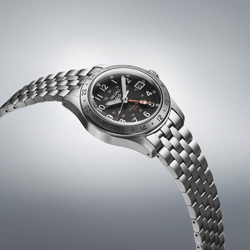 Neu Seiko 5 Sports automatische GMT schwarzes Zifferblatt Stahlarmband Uhr SBSC011 - Bild 6 von 8