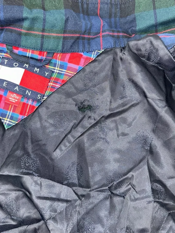 Tommy Jeans Mens Multicolor Plaid Crest Harrington Full Zip Jacket Size XL - Image 4 of 4