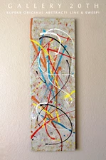 FAB! DESIGNER DECOR! ORIG. ABSTRACT OIL PAINTING! VTG. WALL ART BLUE MID CENTURY