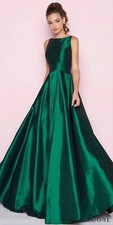 Emerald Green Taffeta Maxi Dress Bridesmaid Bridal Evening Wedding Wear Dress