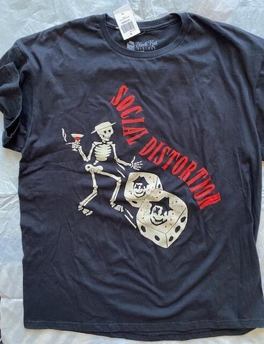 SOCIAL DISTORTION BLACK KAT VINTAGE SKELETON SHIRT XL EXTRA LARGE PUNK ROCK NWT!