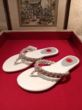 NINE WEST SANDALS NEW WHITE WITH SPARKLEY TWO STRAPS US SIZE 6