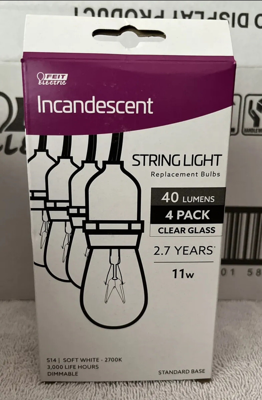 6 x Feit Electric 11 W String 4 Light Clear Replacement Bulbs S14 Soft Dimmable