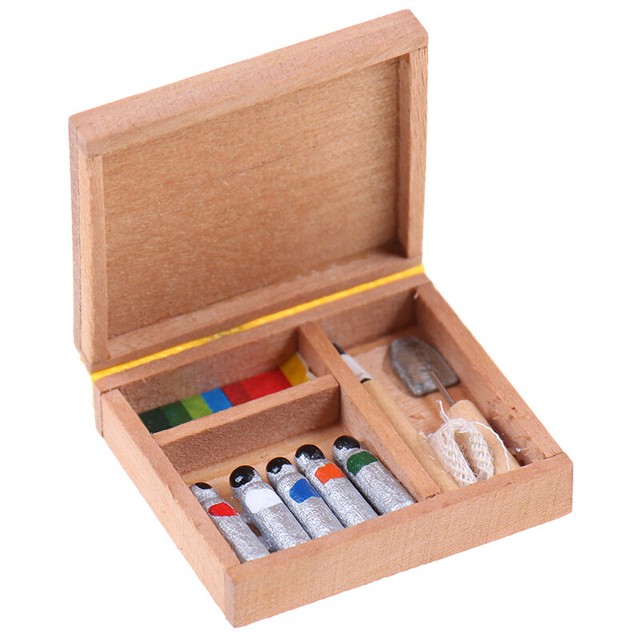 1:12 Dollhouse Paint Box Mini Painting Box Pigment Sticks DIY P2 1:12 Dollhouse Paint Box Mini Painting Box Pigment Sticks DIY P2