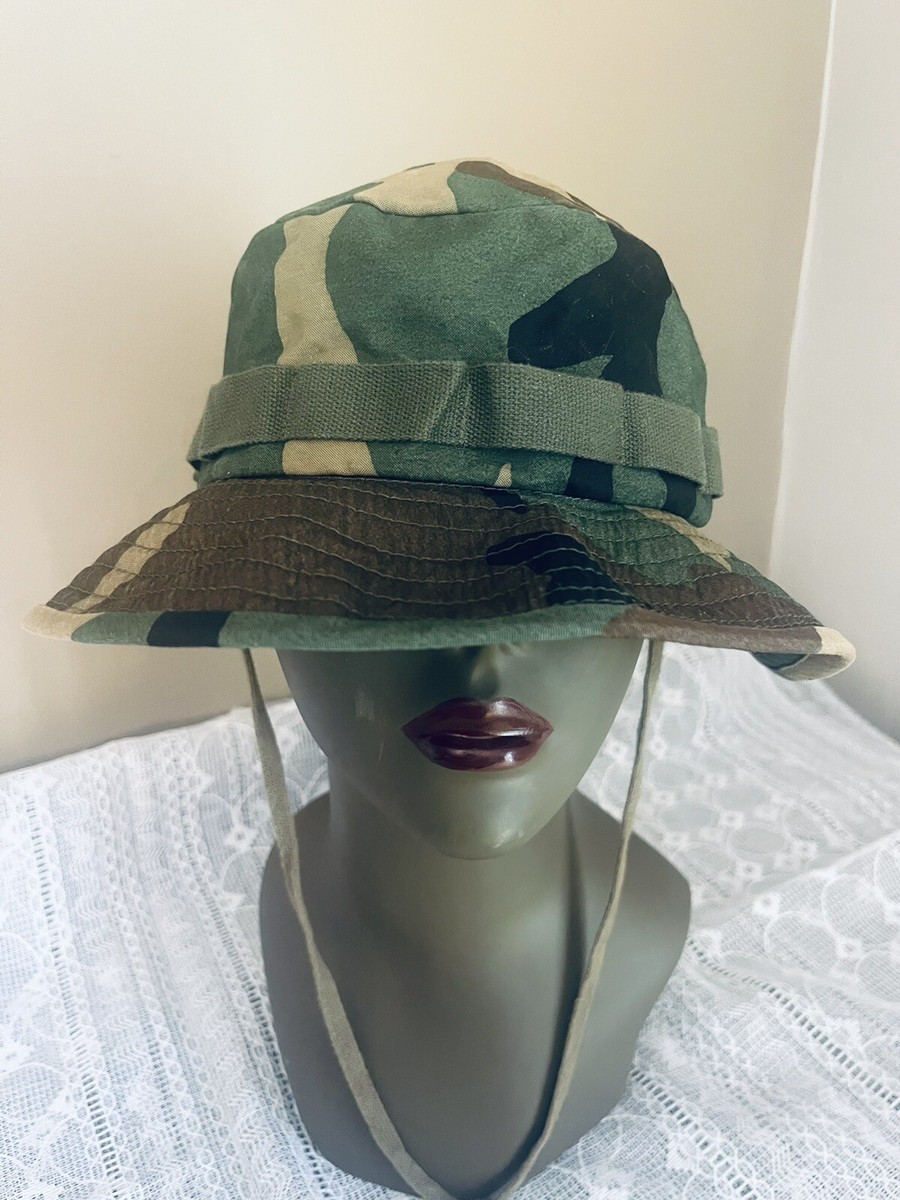 Military Type Camo Bucket Hat Jungle Chin SIZE MED Strap | eBay