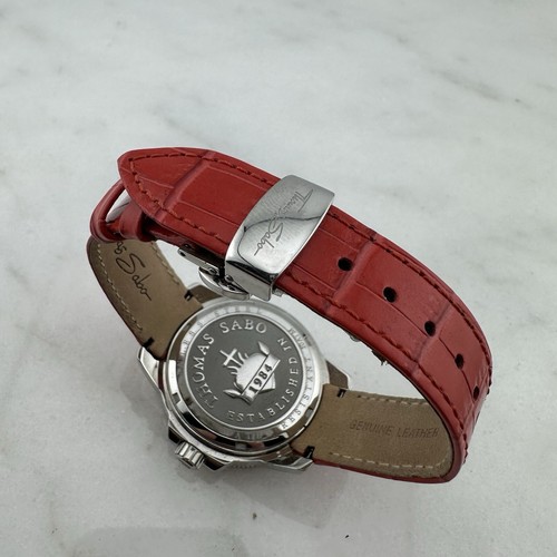 Thomas Sabo Genuine Red Leather Quartz Analog Women's 38mm Watch, New Battery - Picture 13 of 18