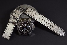 CORREA RELOJ 22 20 18 MM BLANCA NEGRO GENUINA PIEL PITON MA STRAP HECHA A MANO