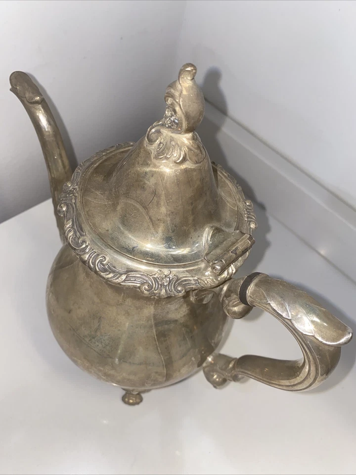 Cafetera Wallace 281 barroca plateada vintage placa de plata ornamentada ¡Hermosa! Foto 2 de 4